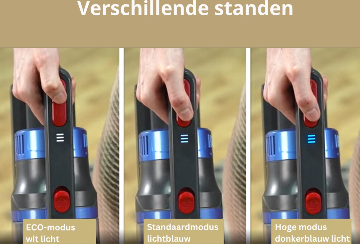 Steelstofzuiger - Steelstofzuiger Zonder Zak Op Accu - Kruimeldief Best Verkocht - Handstofzuiger Met Steel - 36 KPA - Blauw