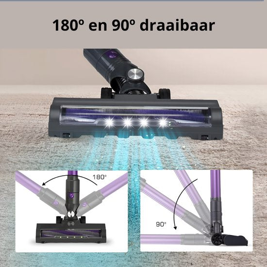 Steelstofzuiger Draadloos - Zonder Zak op Accu - 3 Verschillende Opzetstukken - Kruimelzuiger - 250W - 22Kpa