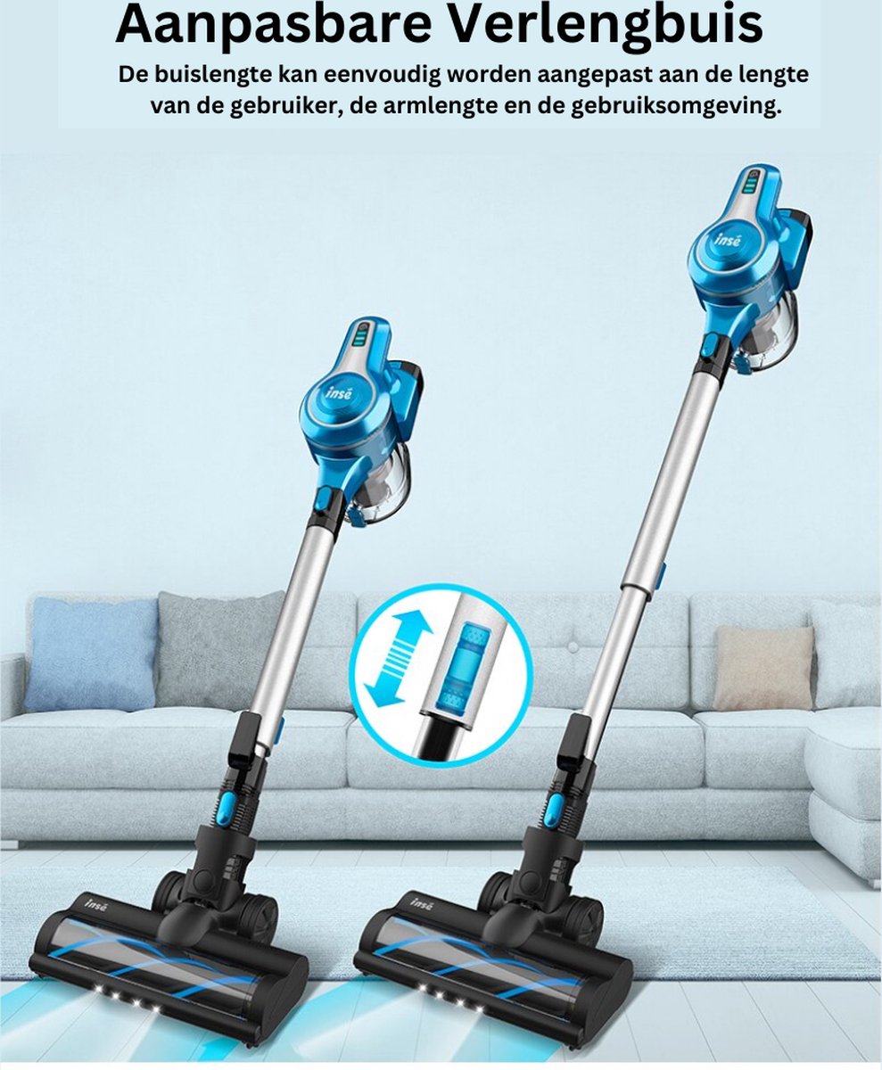 Steelstofzuiger Zonder Zak Op Accu - Kruimeldief Best Verkocht - Handstofzuiger Met Steel - 23 KPA - Paars
