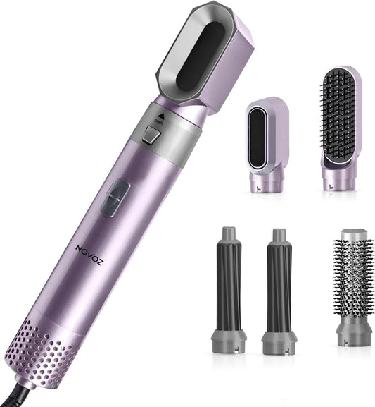 Novoz Krultang 5 in 1 - Multistyler - Airstyler - Multifunctioneel - Fohnborstel - Paars-Grijs