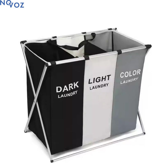 Novoz Wasmand 3 Vakken - Wassorteerder - Waszak - Laundry Basket - 125L