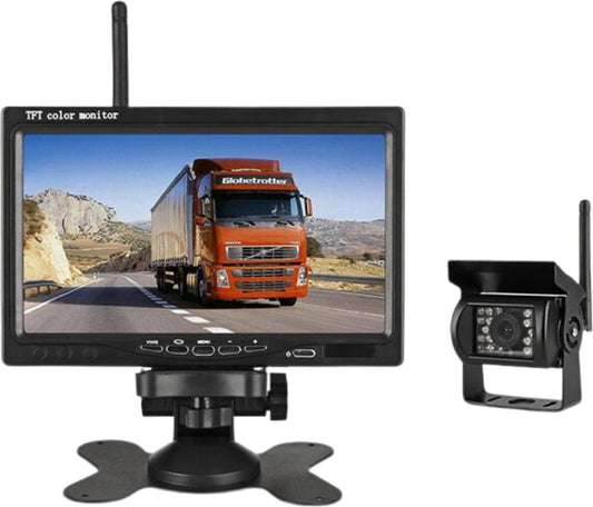Achteruitrijcamera Draadloos - Parkeersensoren - Vrachtwagens - Bussen - Bestelwagens - 12/24V - Nachtzicht