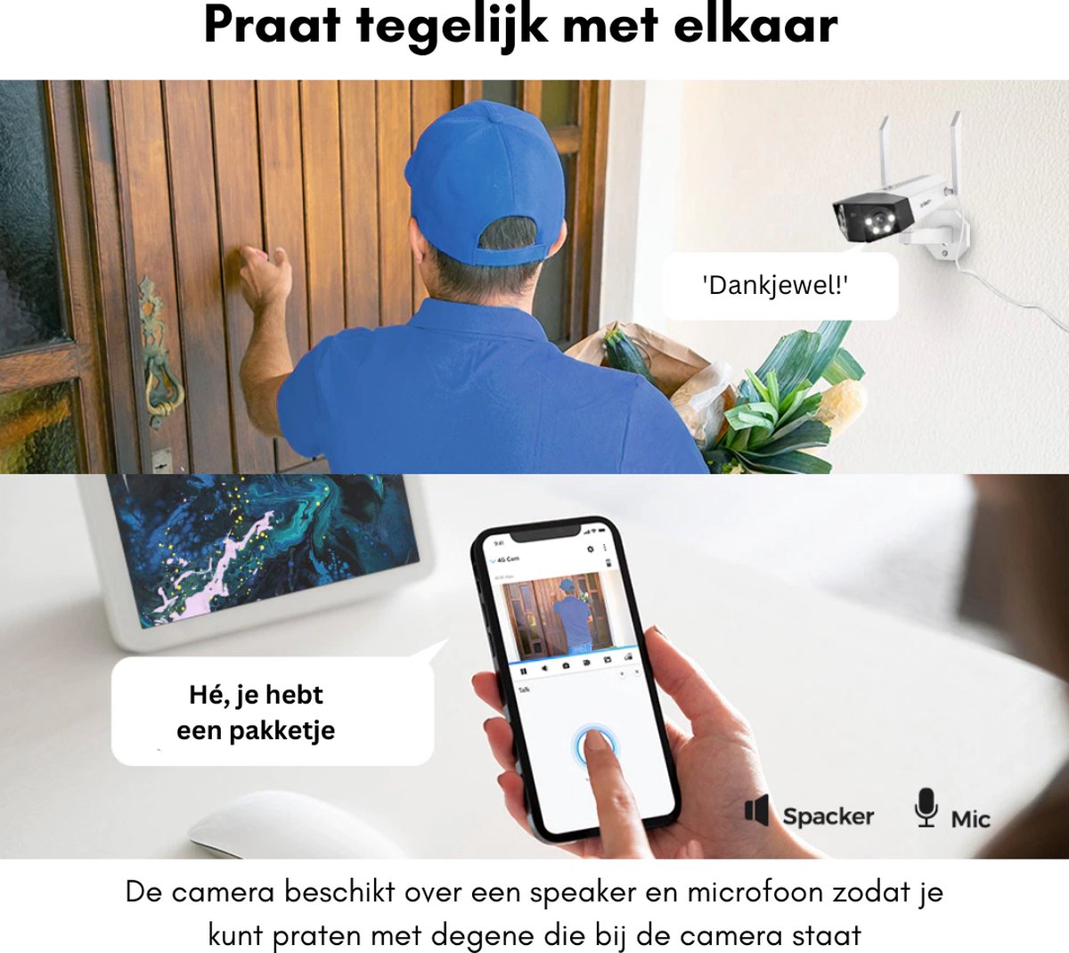 Buitencamera Wifi Met App - Draadloos - Bewakingscamera - Camera In Huis - Bewegingsdetectie - 32GB
