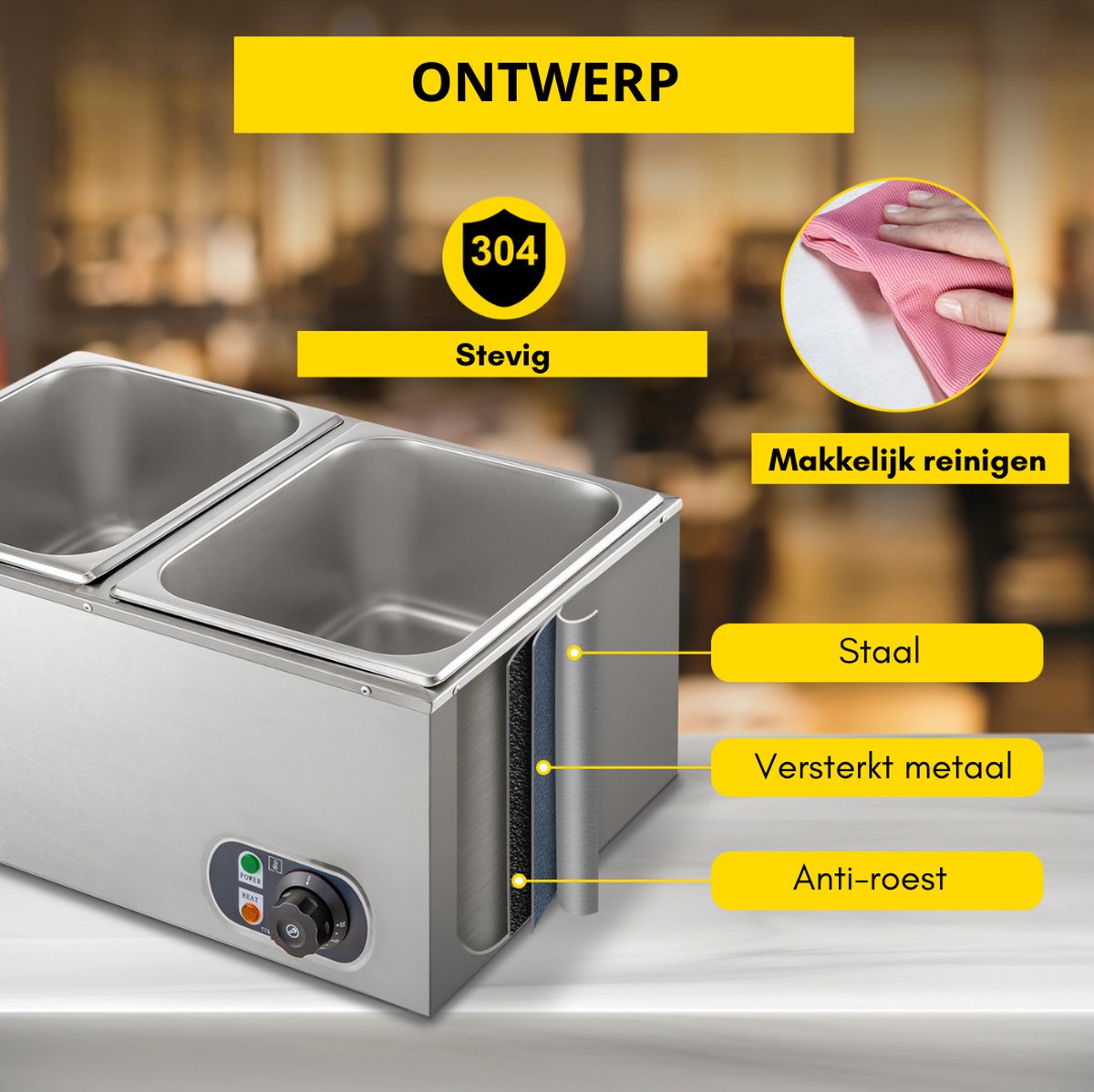 Buffetwarmer Electrisch - Chafing Dish - Warmhoudbakken - Warmhoudbakken 3 Voor Buffet - 3 Delig - 24 Liter