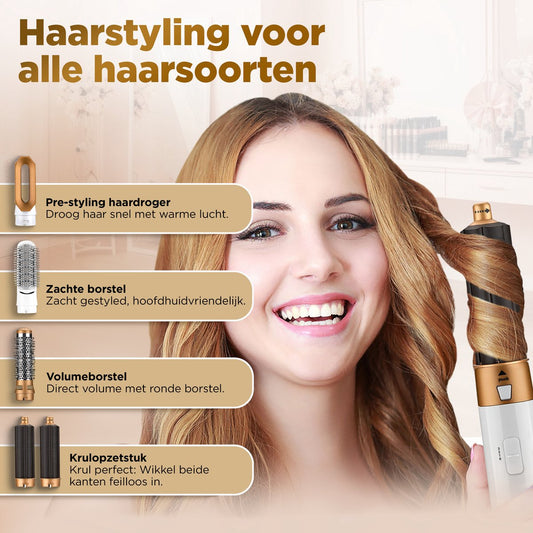 Novoz Krultang 5 in 1 - Multistyler - Airstyler - Multifunctioneel - Fohnborstel - Paars-Grijs