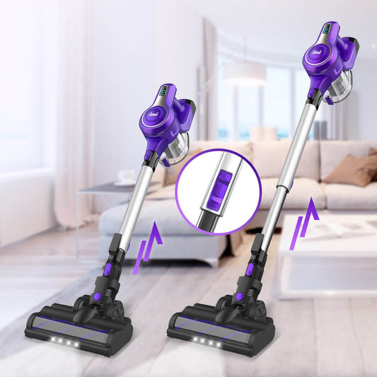 Steelstofzuiger Zonder Zak Op Accu - Kruimeldief Best Verkocht - Handstofzuiger Met Steel - 23 KPA - Paars