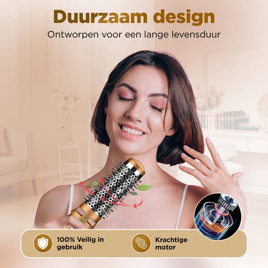 Novoz Krultang 5 in 1 - Multistyler - Airstyler - Multifunctioneel - Fohnborstel - Wit-Goud