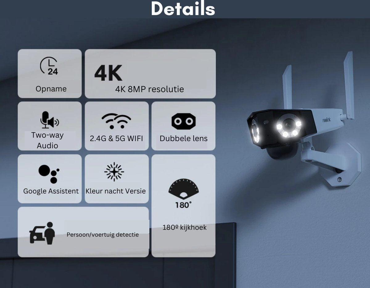 Buitencamera Wifi Met App - Draadloos - Bewakingscamera - Camera In Huis - Bewegingsdetectie - 32GB