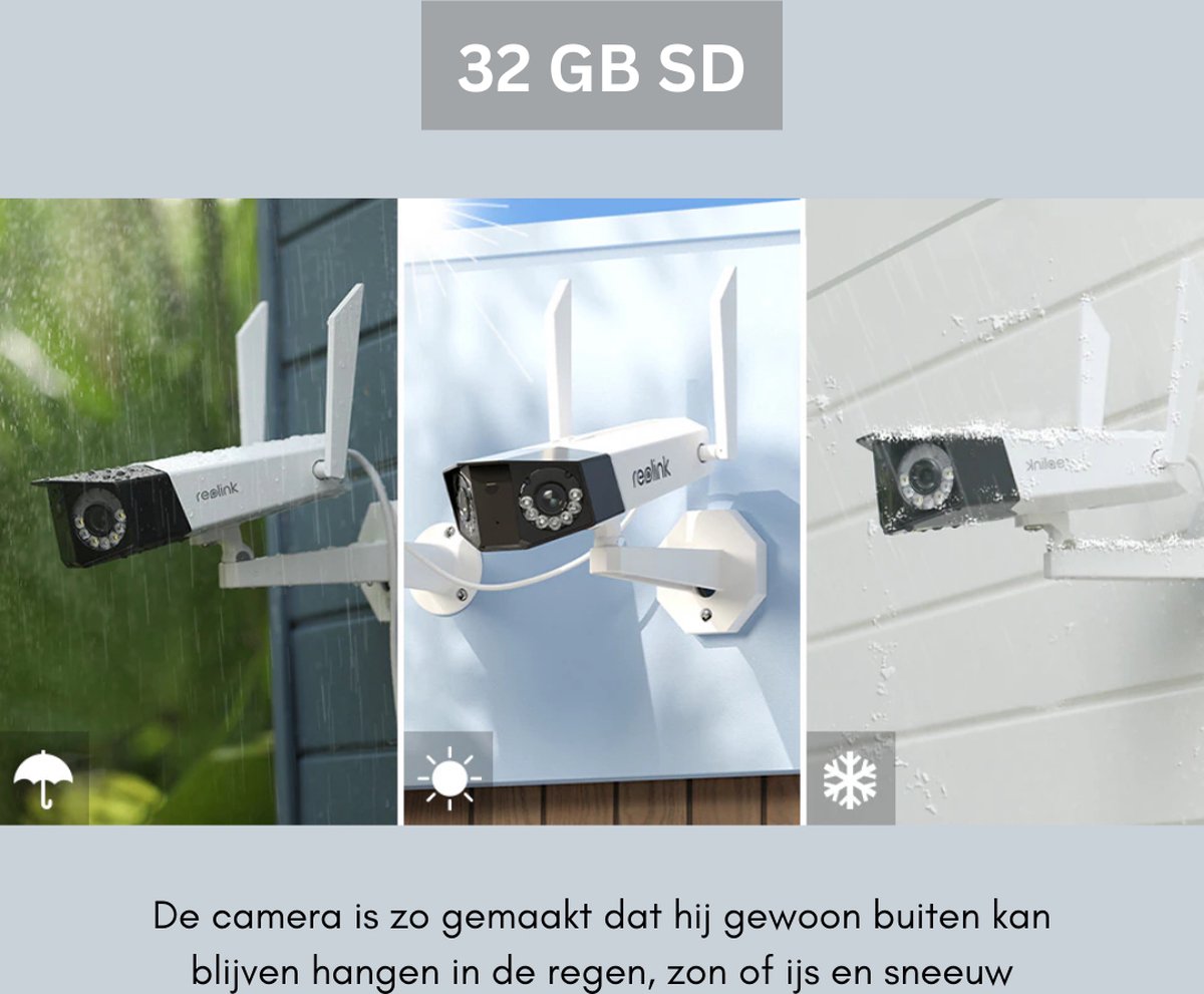 Buitencamera Wifi Met App - Draadloos - Bewakingscamera - Camera In Huis - Bewegingsdetectie - 32GB