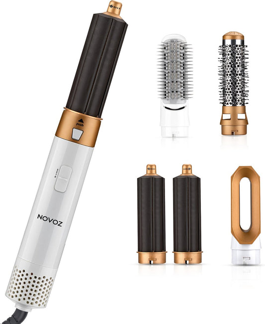 Novoz Krultang 5 in 1 - Multistyler - Airstyler - Multifunctioneel - Fohnborstel - Wit-Goud
